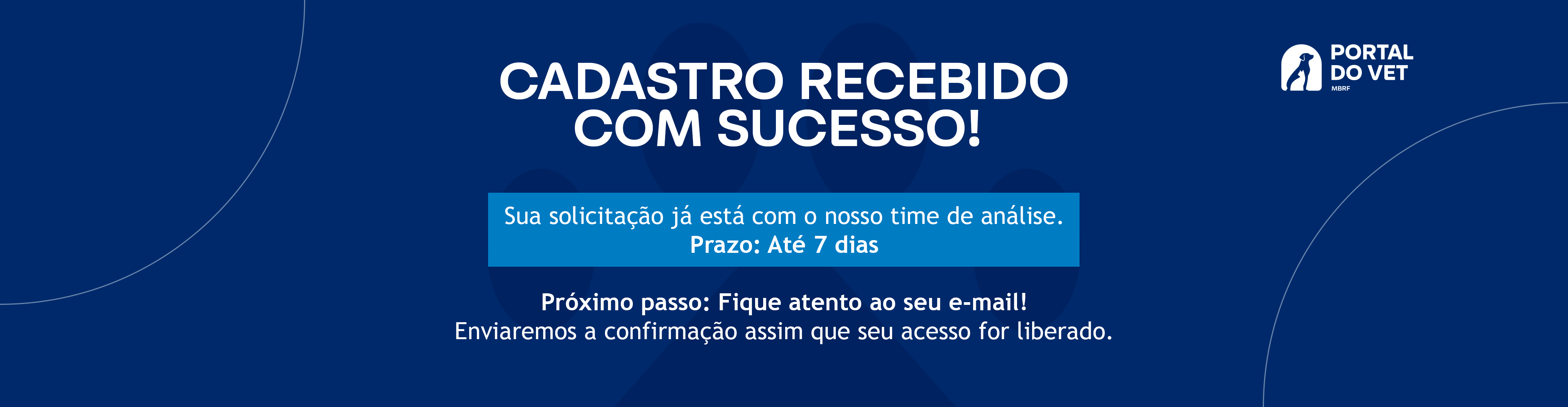 Recebemos sua solicitação de cadastro!
